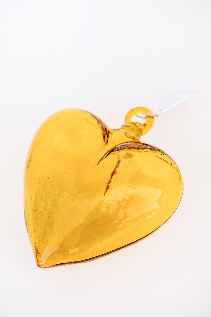 Blown Glass Heart - Yellow