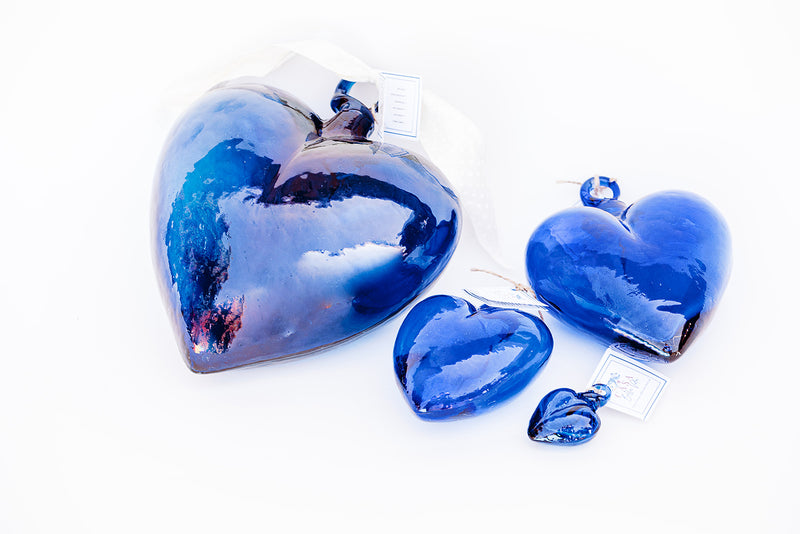 Blown Glass Heart - Cobalt Blue