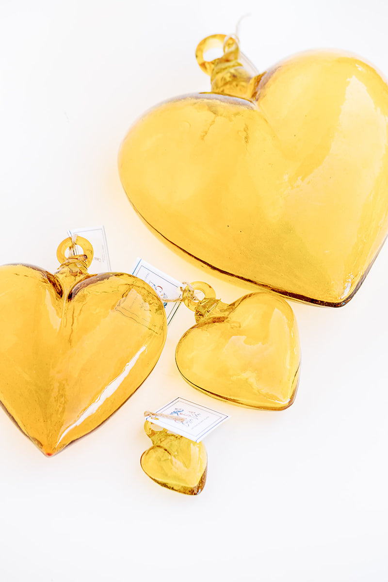 Blown Glass Heart - Yellow