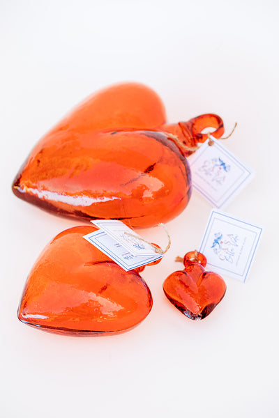 Blown Glass Heart - Orange